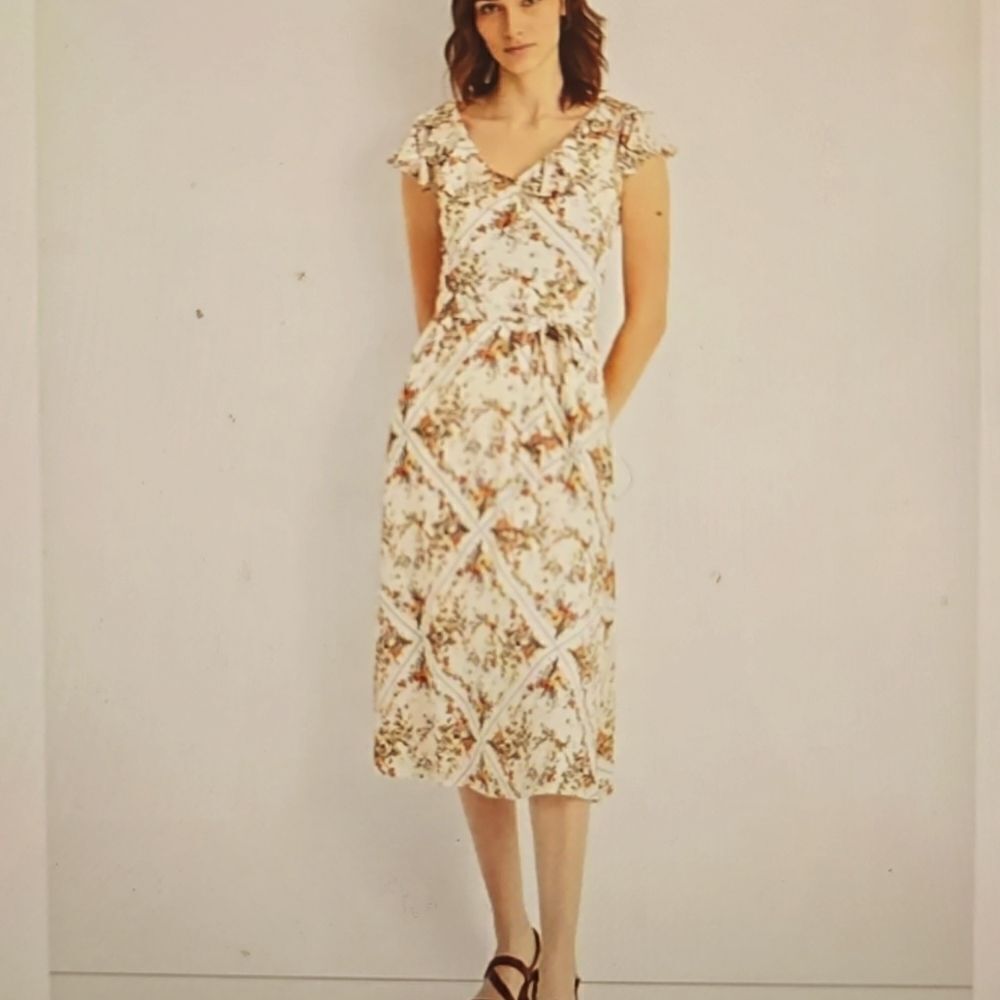 Lauren Ralph Lauren black label floral Crepe midi dress size 0